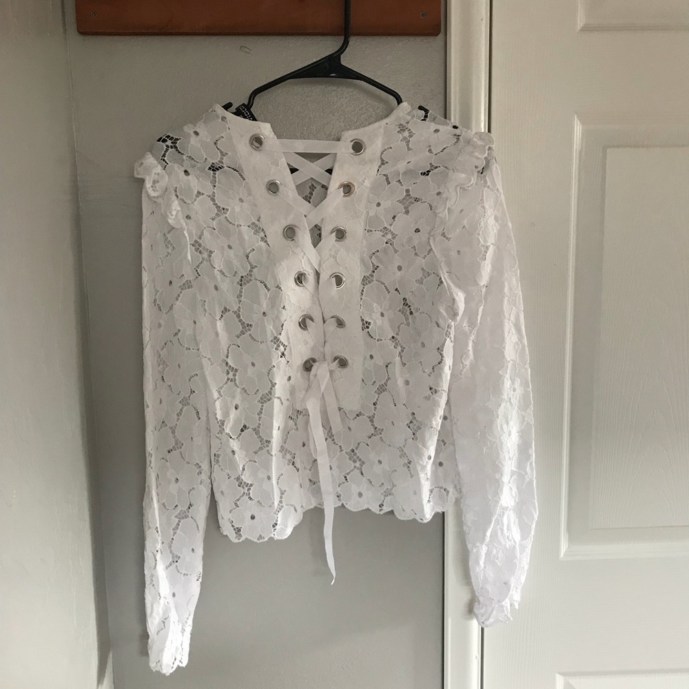 H&M White Floral Top